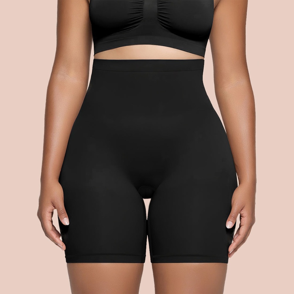 Sz 2XL Black High-Waisted Shapewear Shorts Black